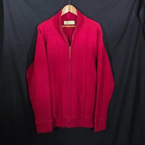Irelandseye 100% New Lambswool Full Zip Mock Neck Sweater - Red - Sz XL*